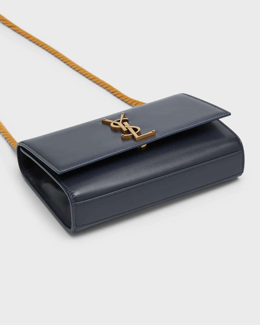 Saint Laurent Sunset Chain Wallet In Smooth Leather in Black