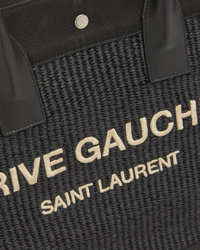 Saint Laurent Noe Ysl Rive Gauche RAFFIA/CANVAS Tote Bag Black