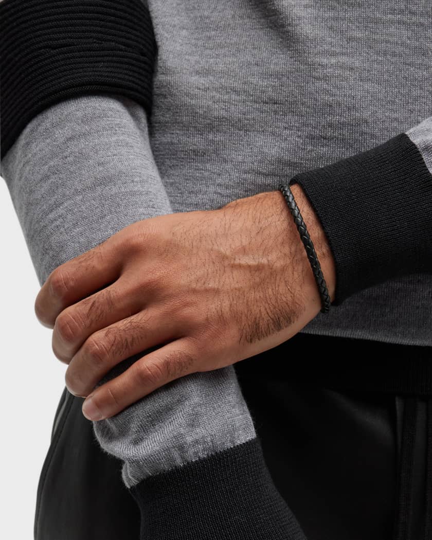 Men's Woven Black Leather Bracelet