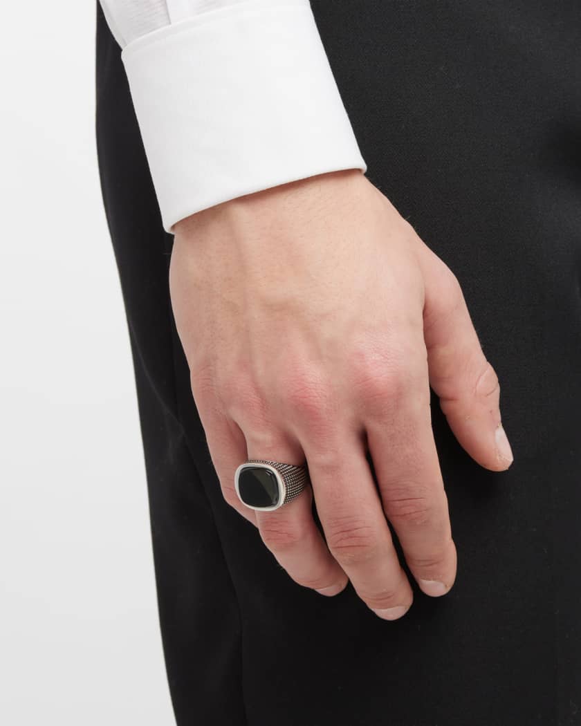 Jan Leslie Men's Black Onyx Signet Ring