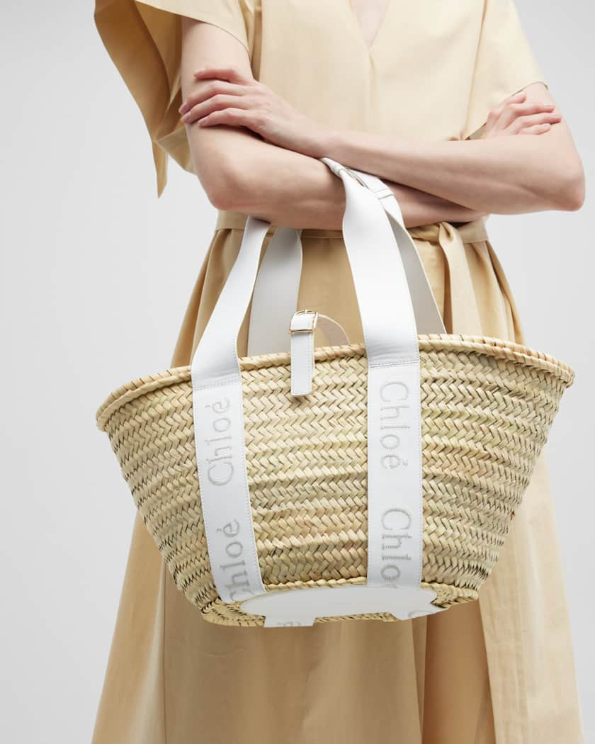 Medium raffia basket bag