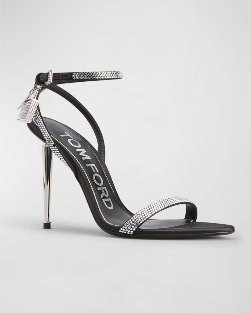 TOM FORD Lock Crystal Ankle-Strap Sandals | Neiman Marcus