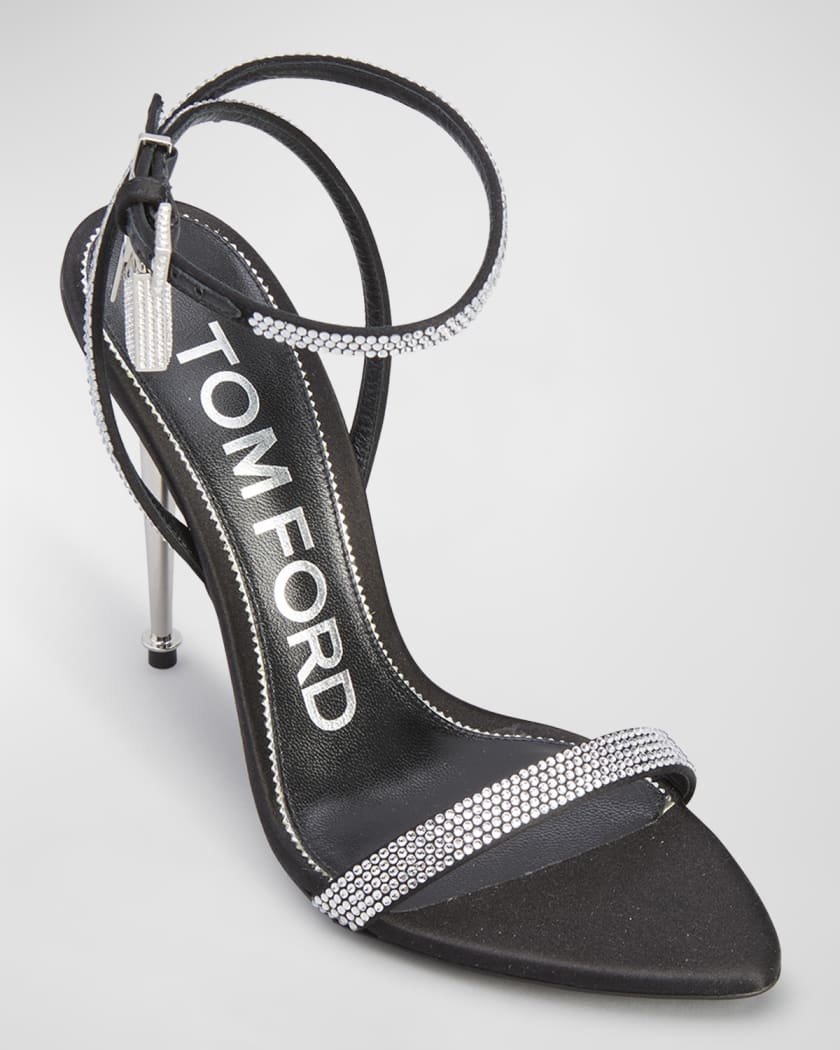 TOM FORD Lock Crystal Ankle-Strap Sandals | Neiman Marcus