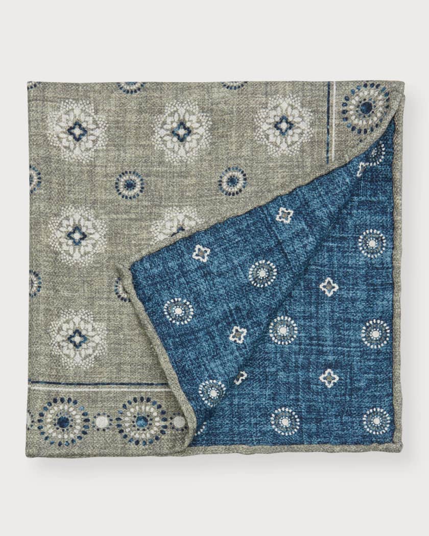 Brunello Cucinelli Men's Reversible Silk Pocket Square