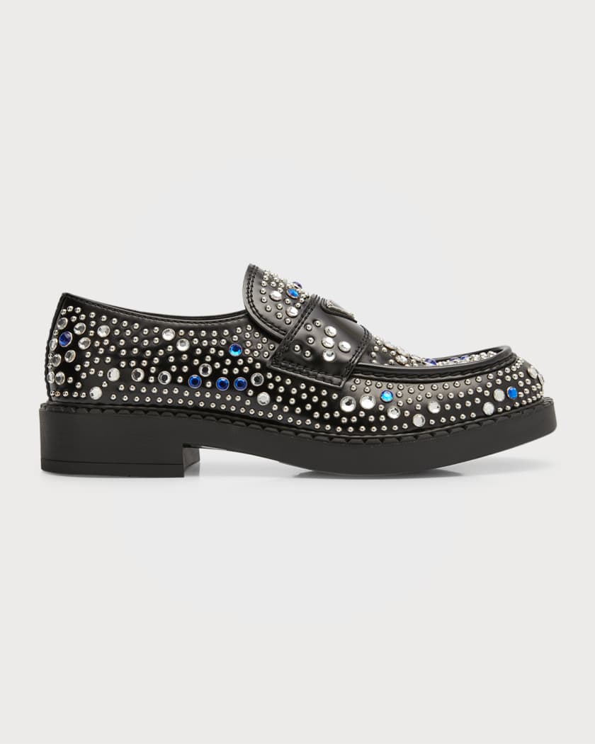 Prada Men's Studded Leather Chunky Loafers | Neiman Marcus