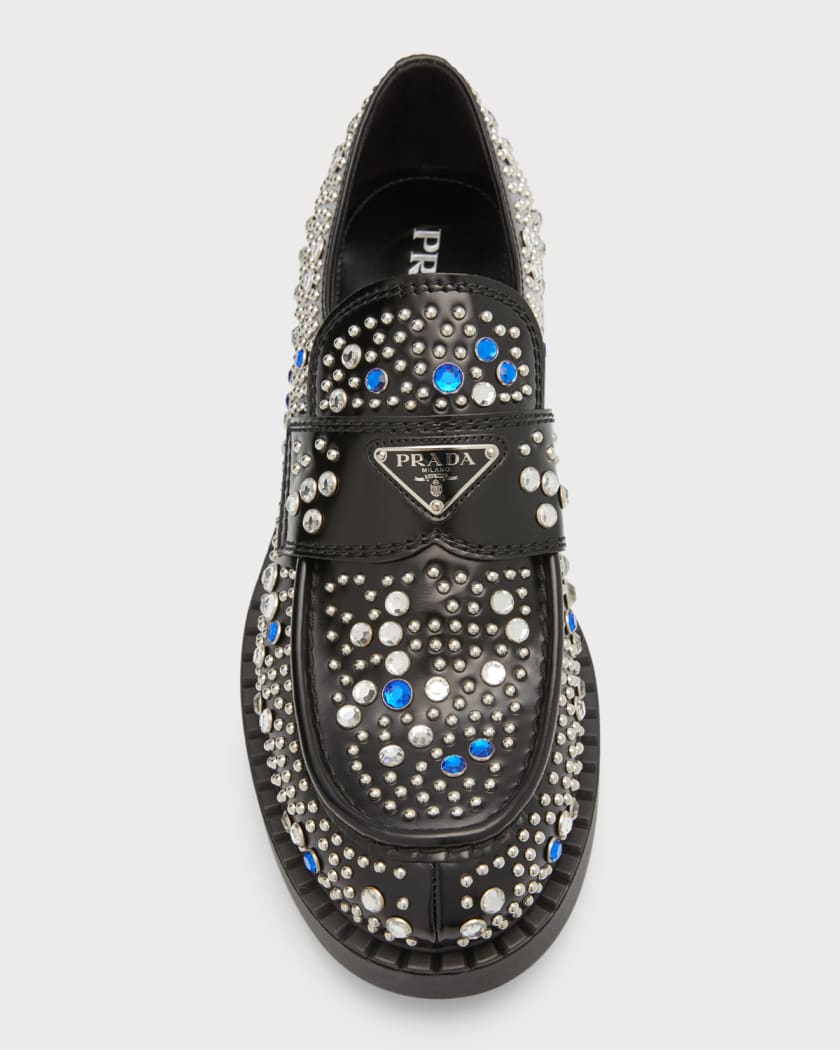 Prada Men's Studded Leather Chunky Loafers Neiman