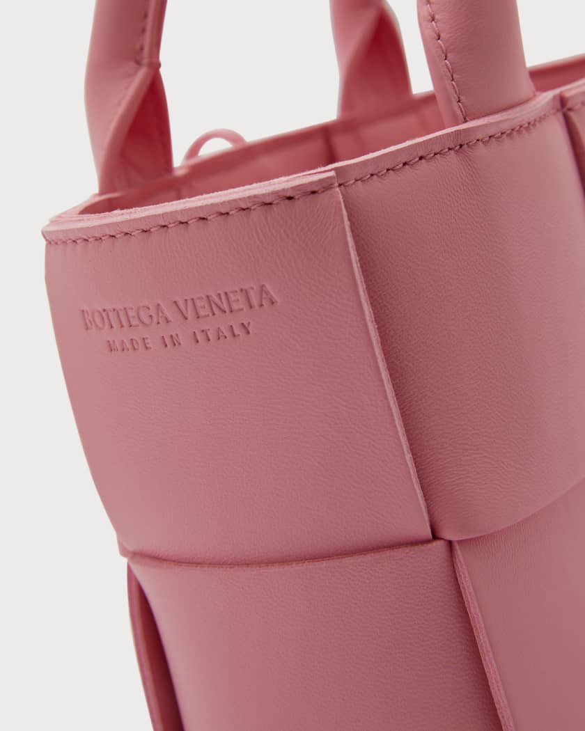 Pink Arco mini Intrecciato-leather tote bag