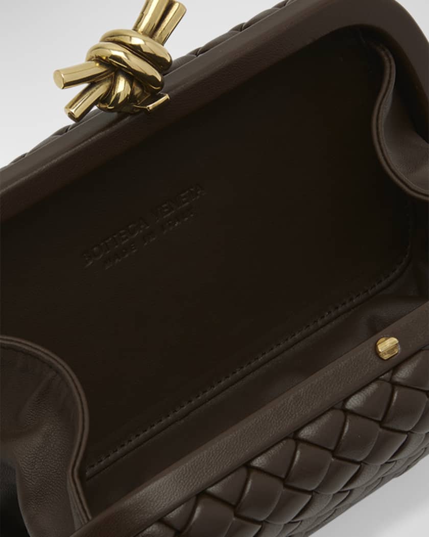 Bottega Veneta Knot Minaudiere Clutch in Black & Muse Brass