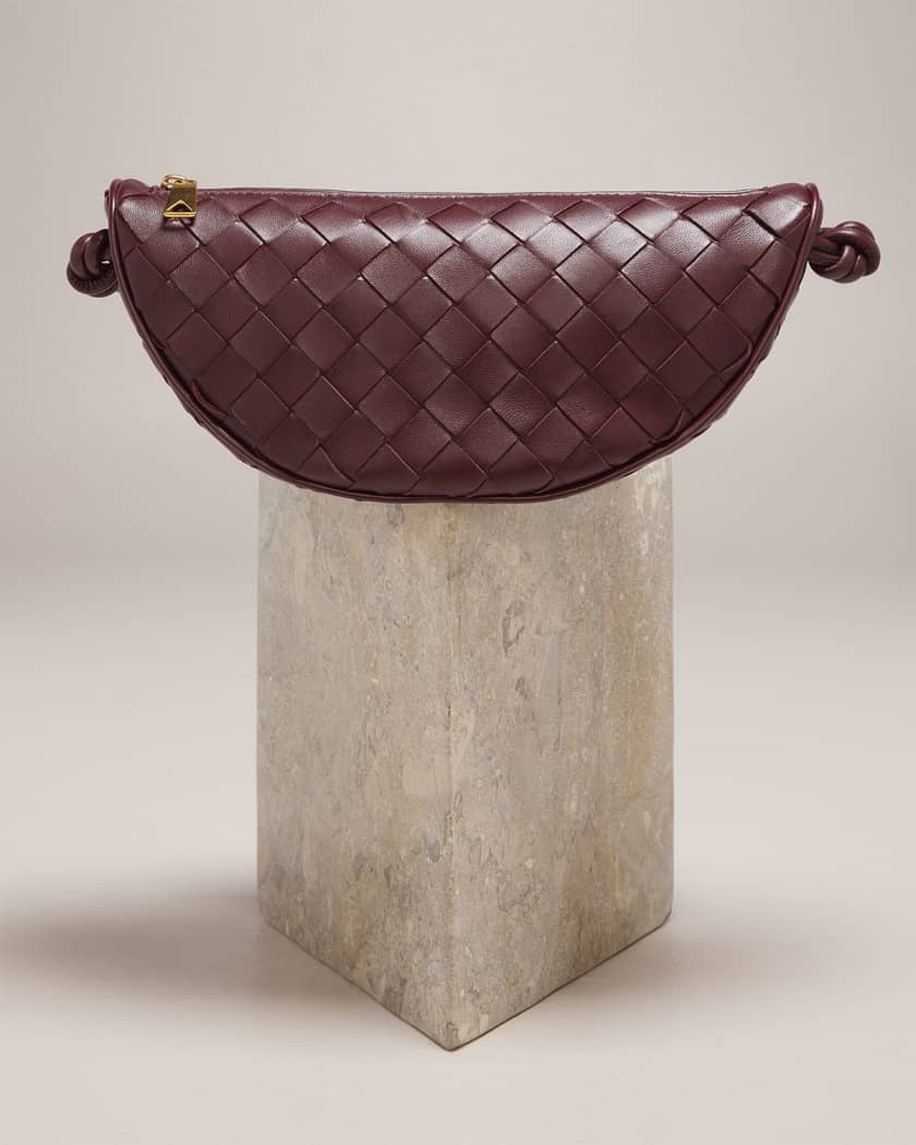 Burgundy Cobble Intrecciato-leather shoulder bag, Bottega Veneta