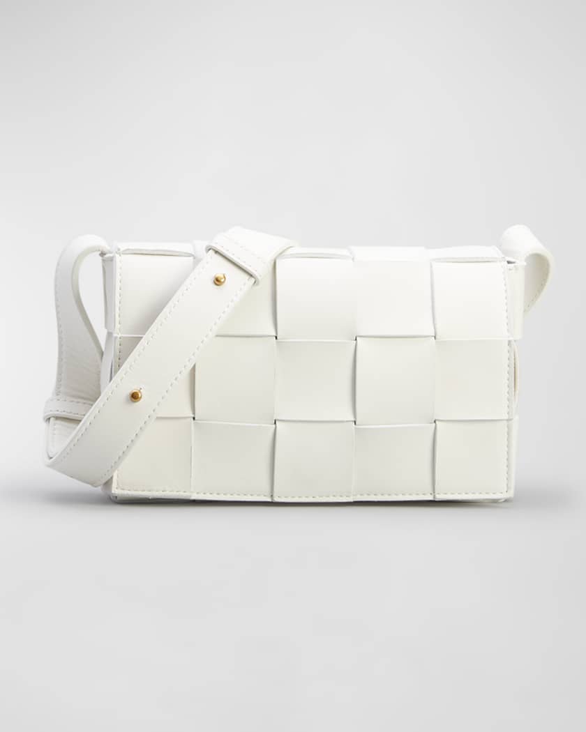 White Bottega Veneta Mini Intrecciato Cassette Crossbody Bag