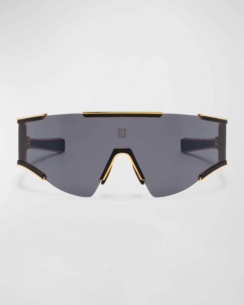 Logo Acetate & Titanium Shield Sunglasses