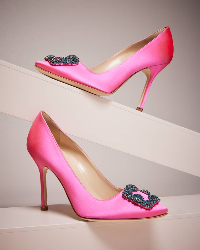 Manolo Blahnik Hangisi 105mm Crystal-Buckle Pumps | Neiman Marcus