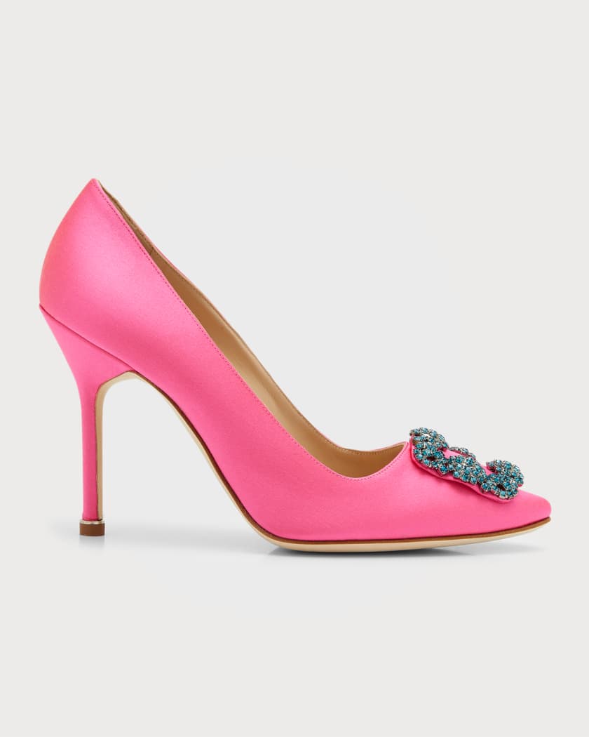 Manolo Blahnik Hangisi 105mm Crystal-Buckle Pumps | Neiman Marcus