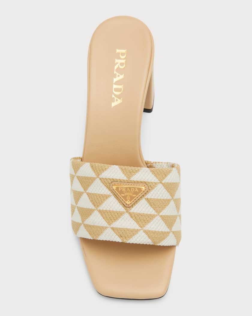 Prada logo jacquard sandals discount