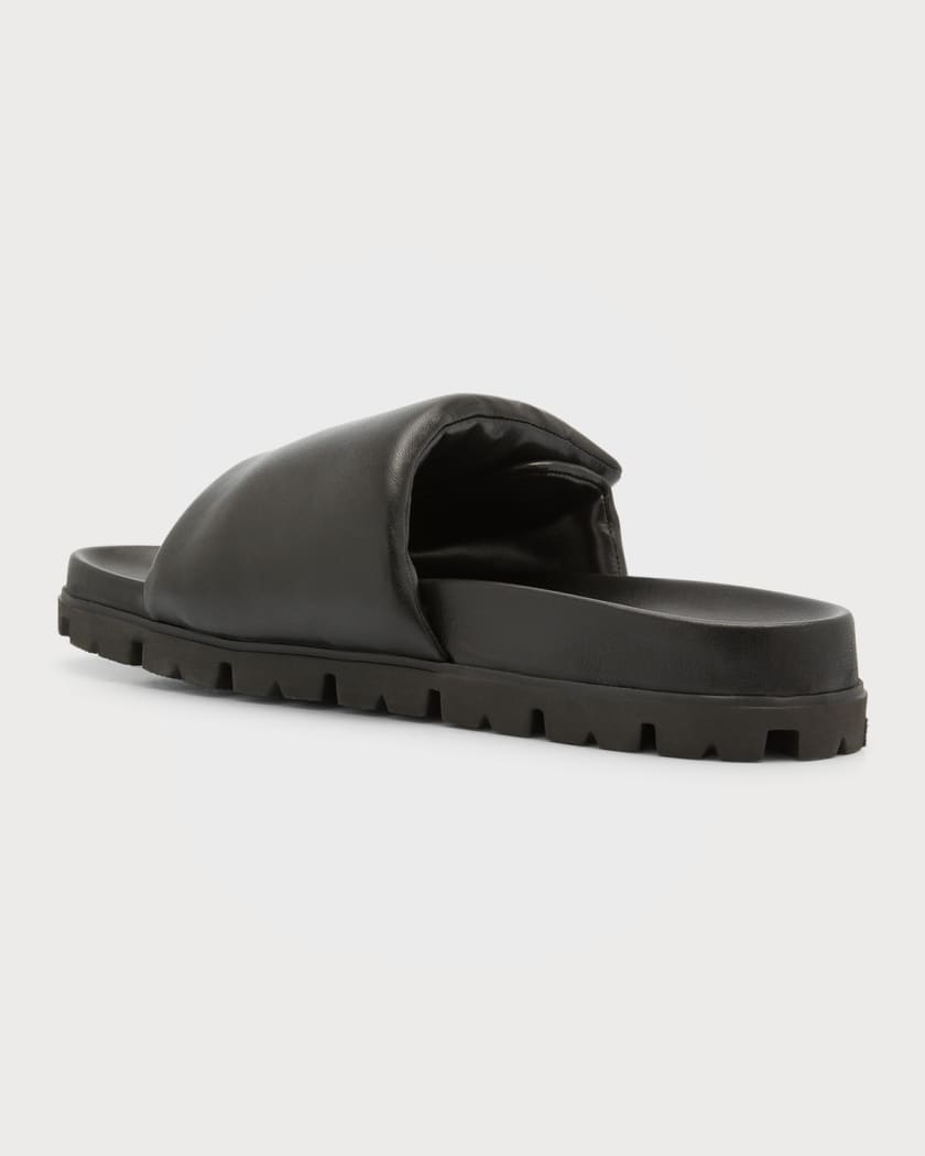 Prada Padded Napa Leather Slides | Neiman Marcus
