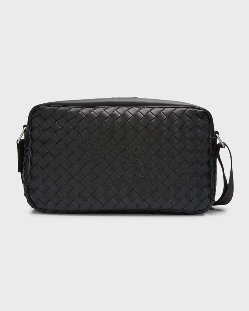 Bottega Veneta Woven Small Messenger Bag in Black for Men