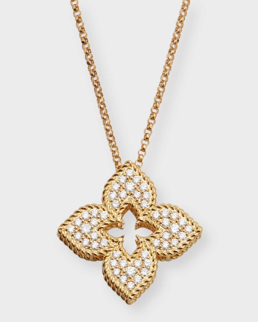 Roberto Coin Venetian Princess Diamond Pendant Necklace in Yellow Gold