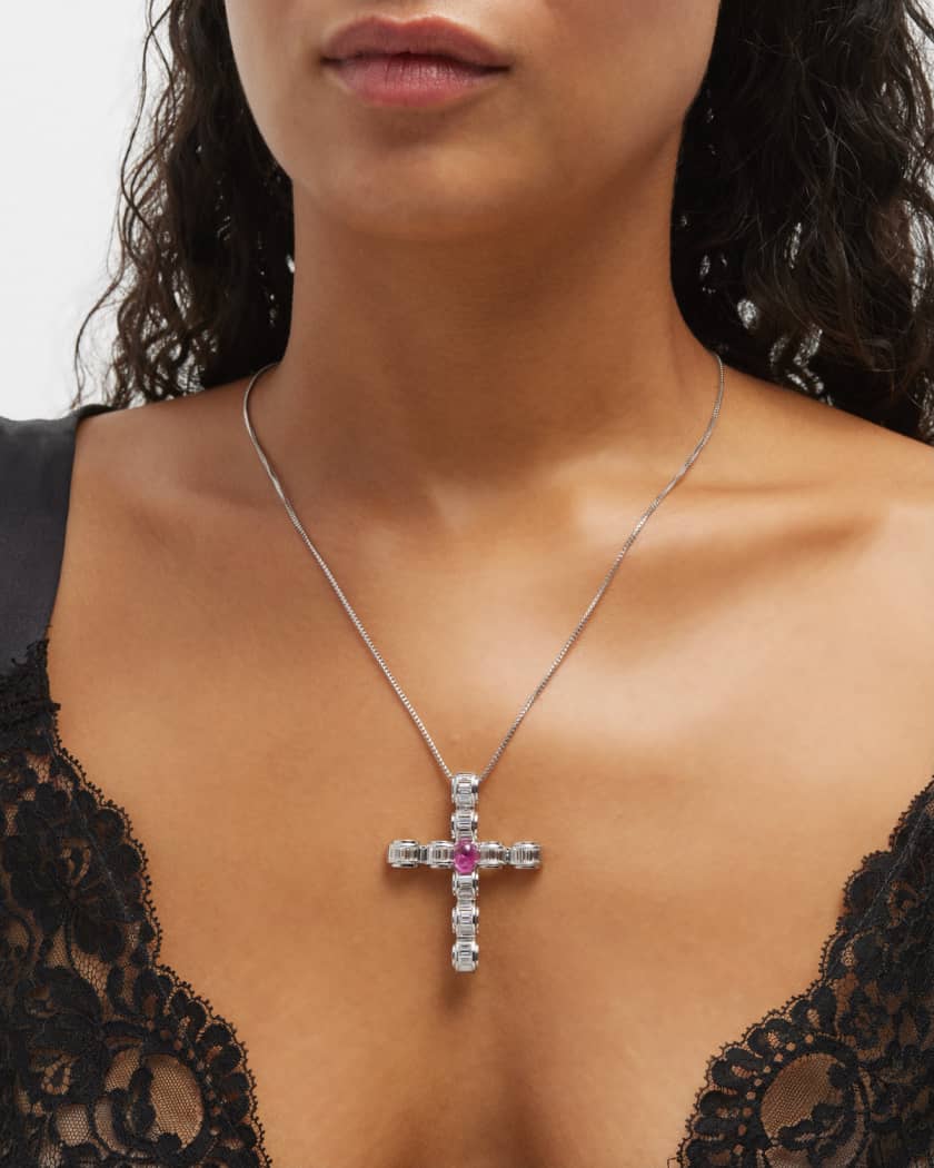 18K Real Gold Plated Diamond Cross Necklace