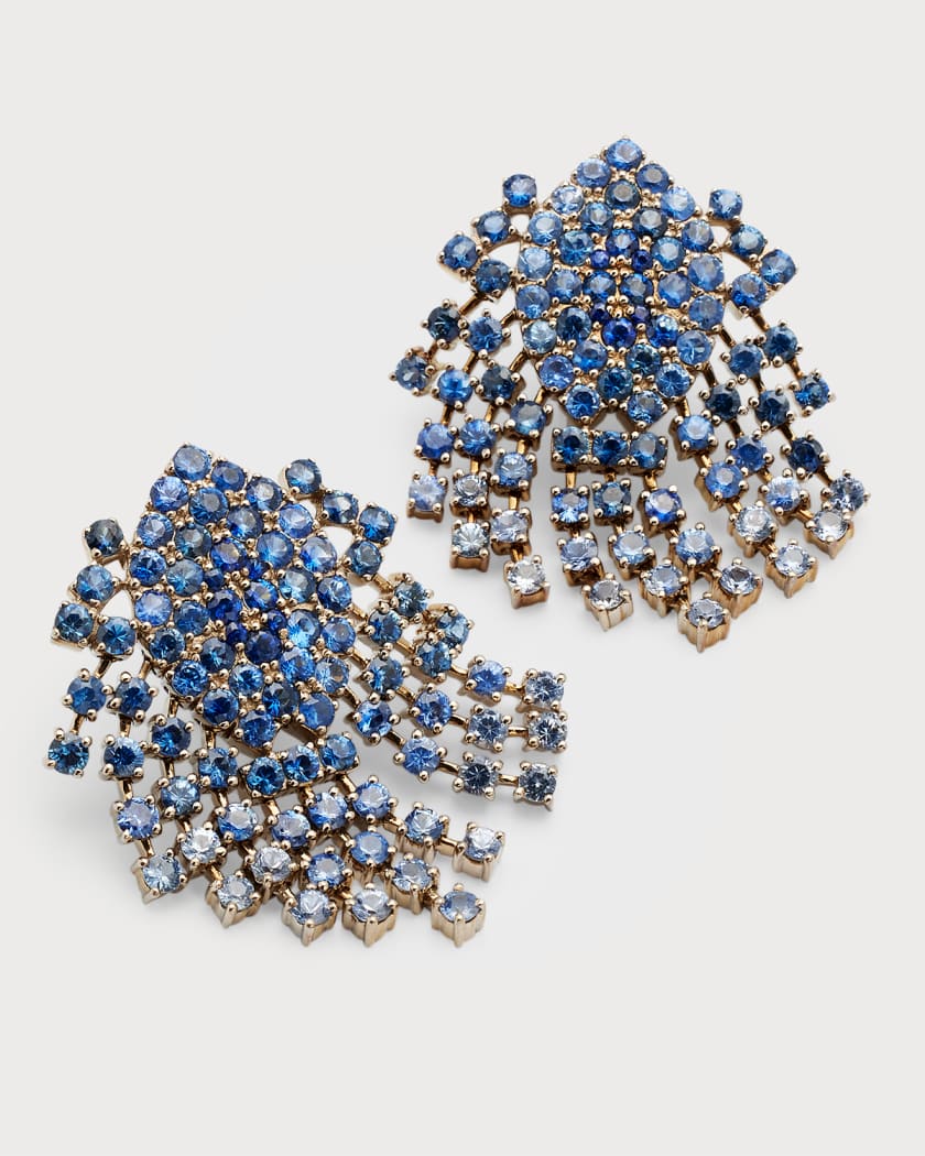 Alexander Laut 18K Yellow Gold Blue Sapphire Clip On Earrings