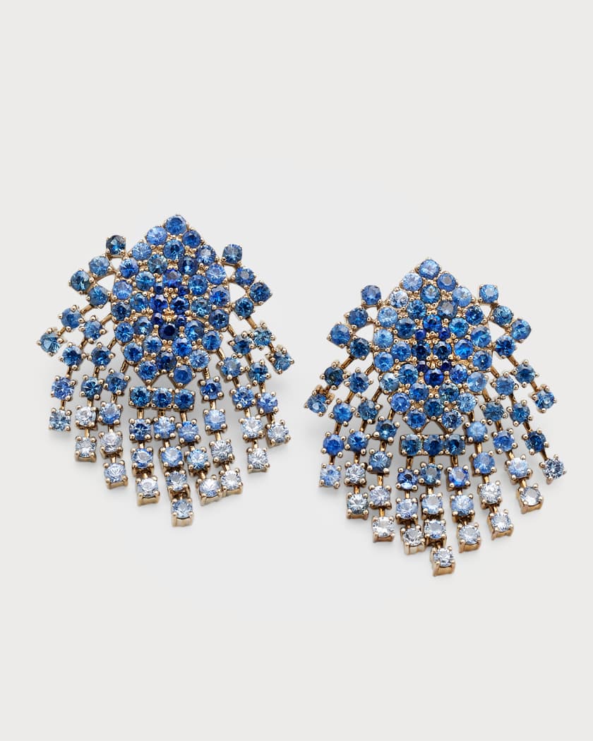 Alexander Laut 18K Yellow Gold Blue Sapphire Clip On Earrings