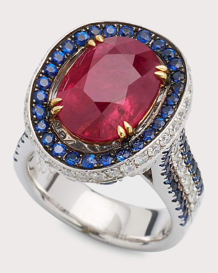 Ruby and blue sapphire ring store