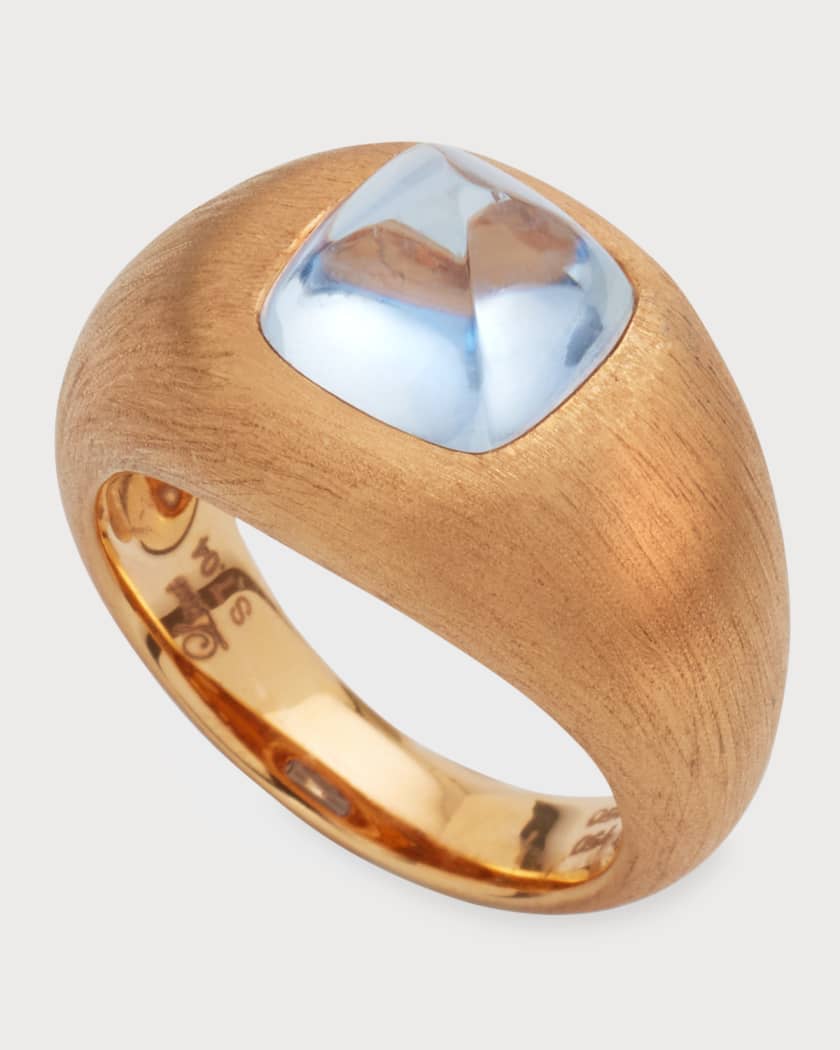 Alexander Laut 18K Rose Gold Sugarloaf Blue Sapphire Ring, Size 7