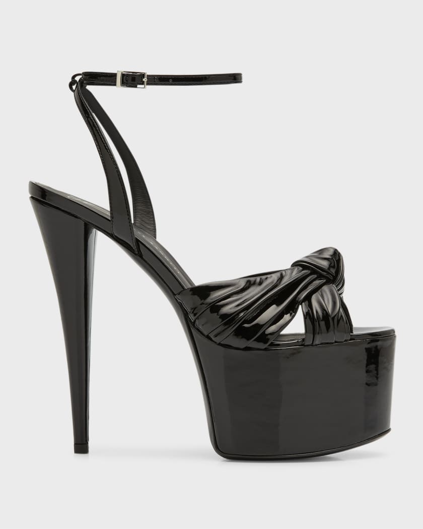 Giuseppe Zanotti Patent Knot Ankle-Strap Sandals Neiman Marcus