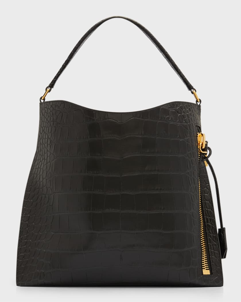 TOM FORD Alix Small Croc-Embossed Hobo Bag | Neiman Marcus