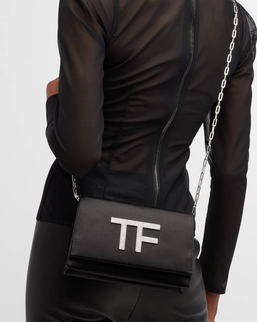 TOM FORD New Natalia mini leather-trimmed metallic python shoulder bag