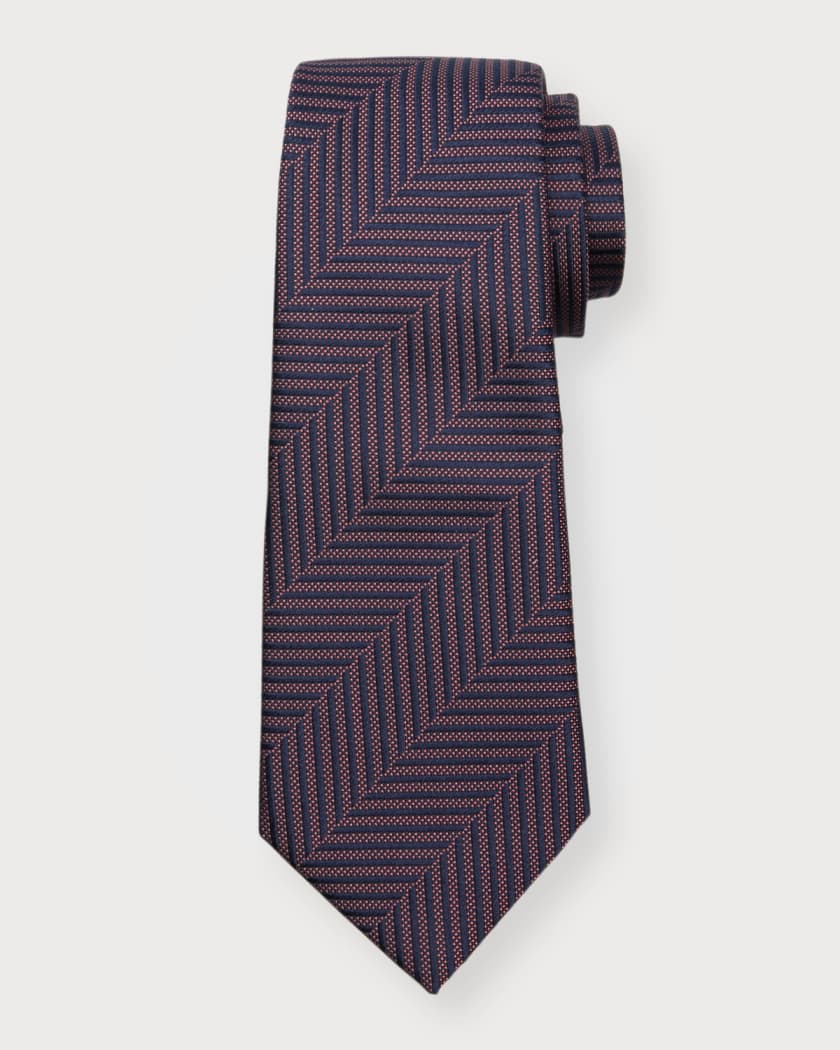 Giorgio Armani Men's Herringbone Jacquard Silk Tie | Neiman Marcus