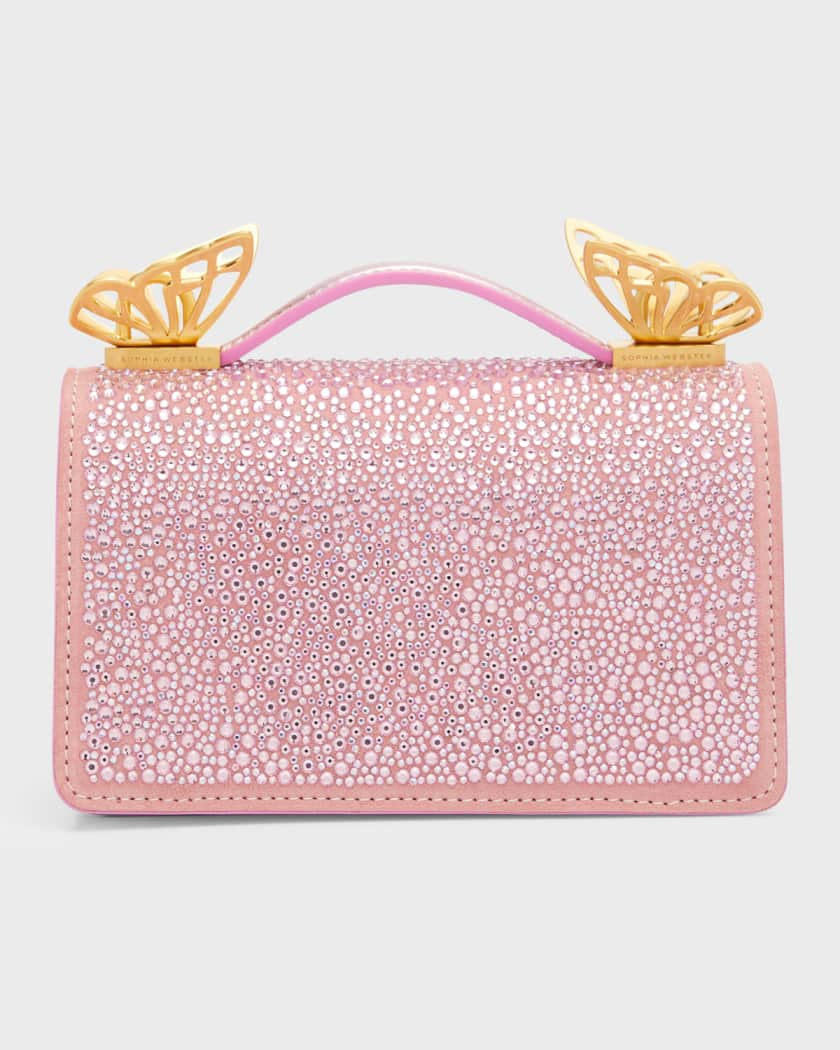 Mini Sequined Square Crossbody Bag, Butterfly Decor Flap Purse