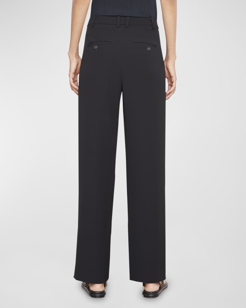 Drop-Waist Pleated Crepe Trousers