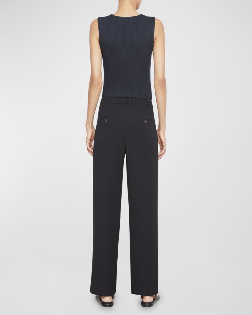 Drop-Waist Pleated Crepe Trousers