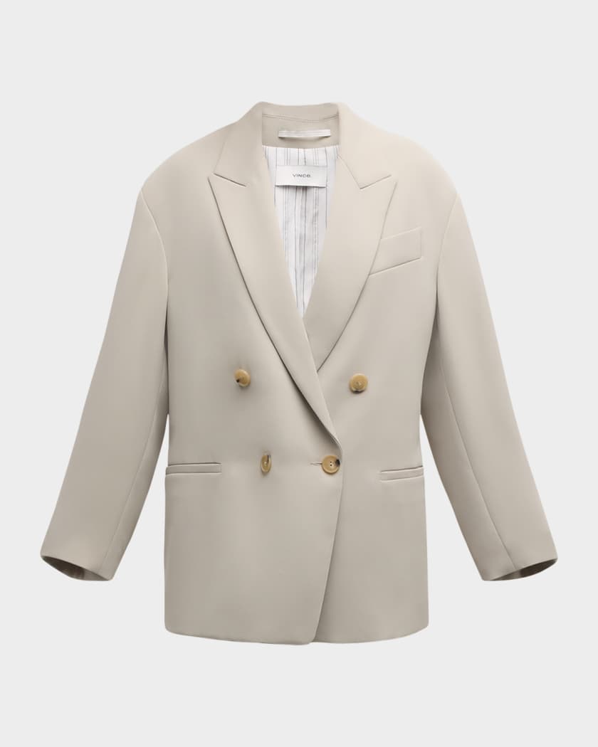 Double Breasted Crepe Boyfriend Blazer Neiman Marcus