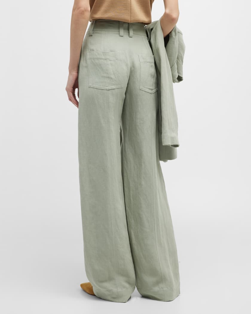 Vince Wide Leg Linen Blend Cropped Pants