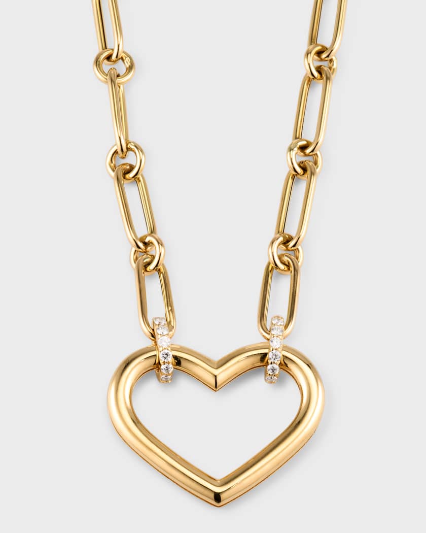 Roberto Coin Yellow Gold Diamond Heart Lock Necklace