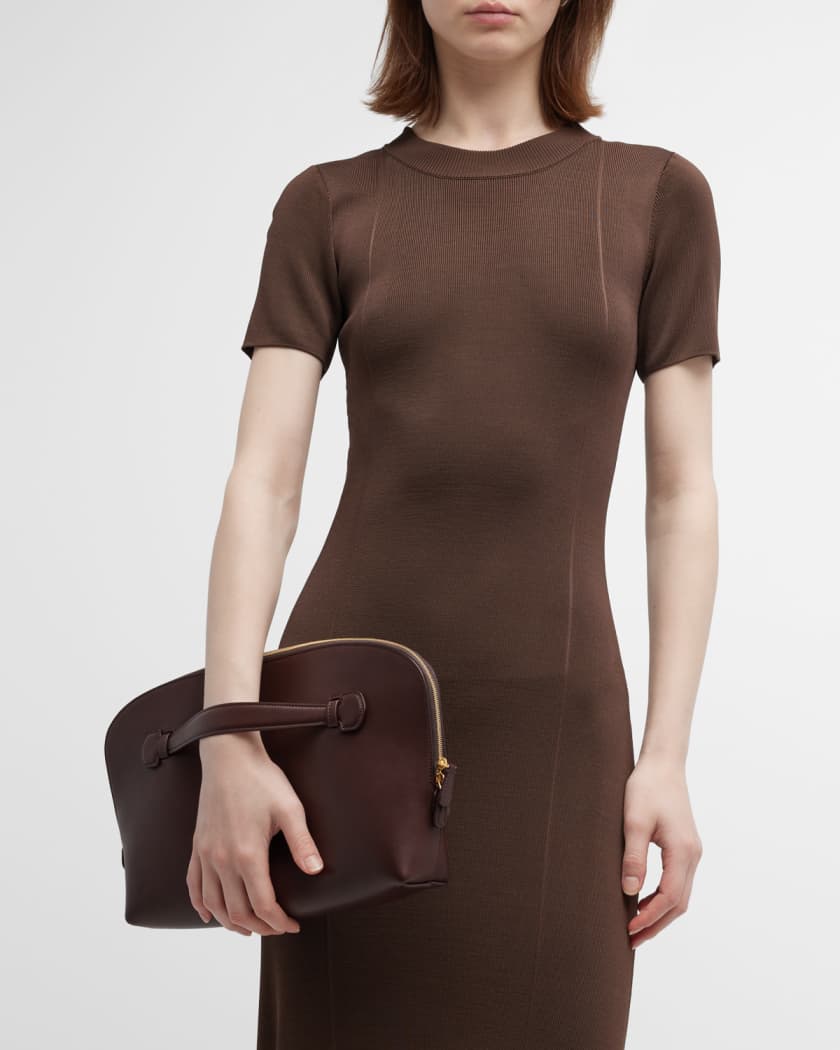 The Row Ellie Clutch Bag in Saddle Leather