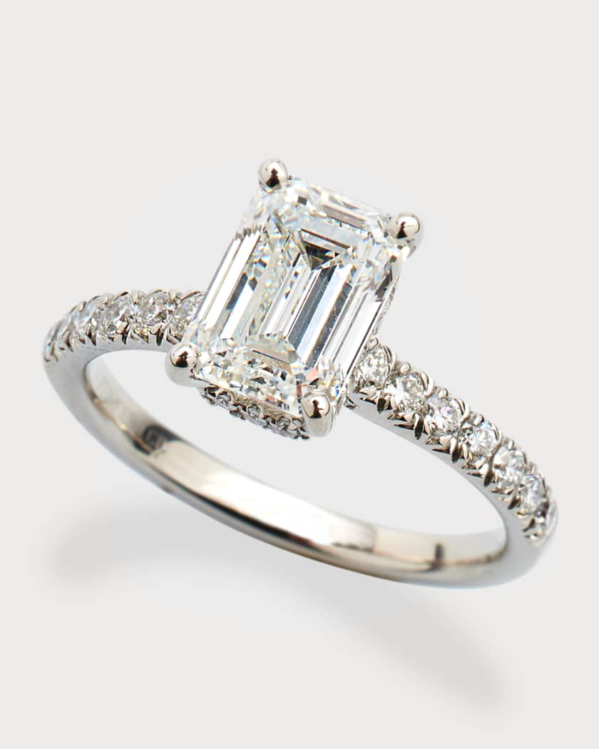 Platinum Emerald Cut Lab Grown Diamond Ring