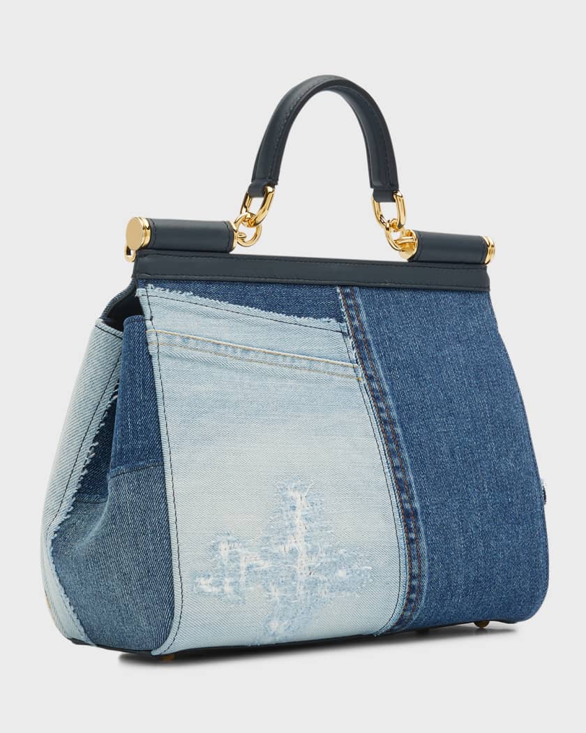 Totes bags Dolce & Gabbana - Small Sicily bag in patchwork denim -  BB7400AO6218M800