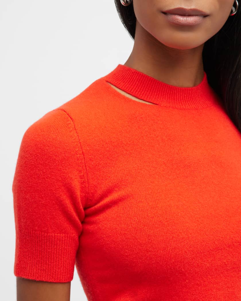 FRAME Cropped Short Sleeve Cashmere Sweater | Neiman Marcus