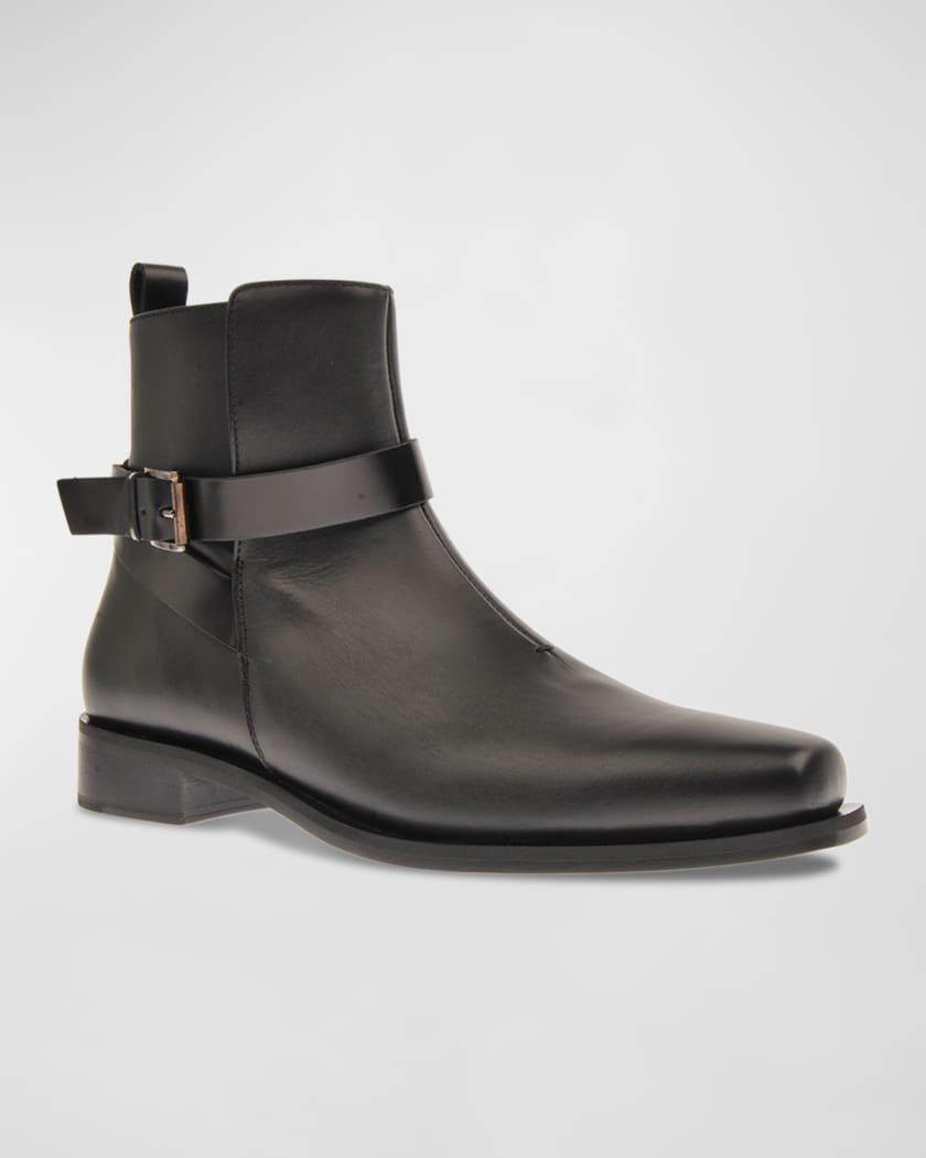 Costume National Men's Buckle Zip Leather Ankle Boots | Marcus