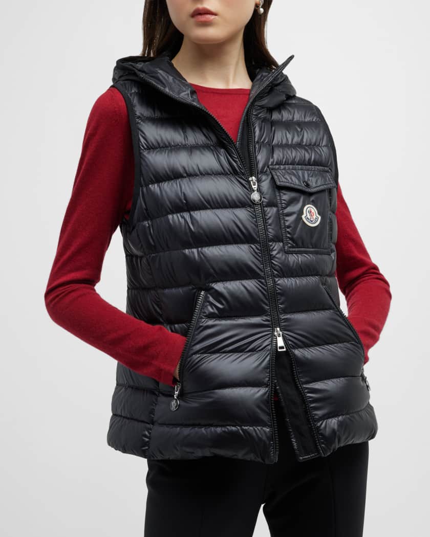 Moncler Glygos Puffer Vest w/ Hooded Collar | Neiman Marcus