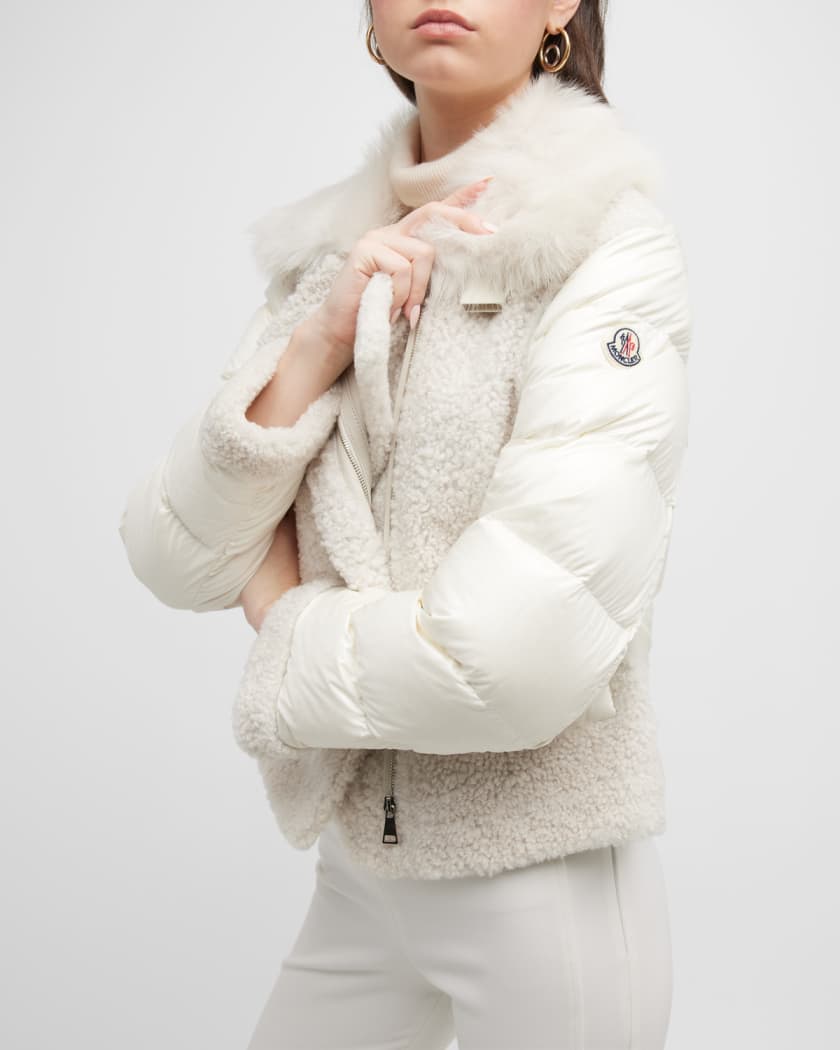 Moncler white discount fur jacket