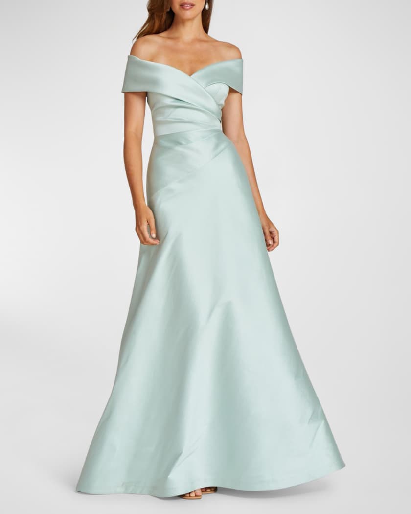 Off Shoulder Draped A Line Gown