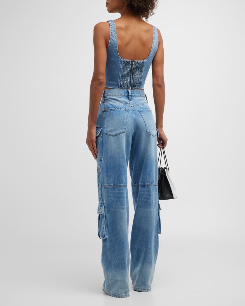 alice + olivia Cay Baggy Denim Cargo Jeans