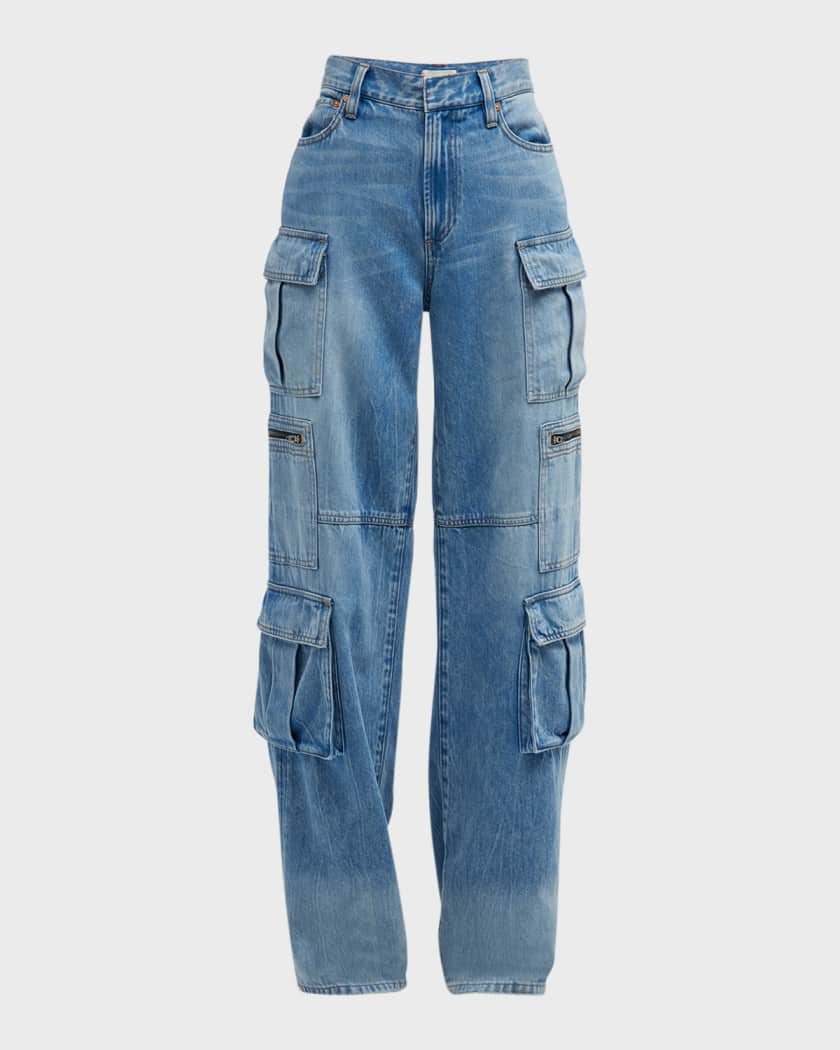 Alice + Olivia Cay Baggy Denim Cargo Pants