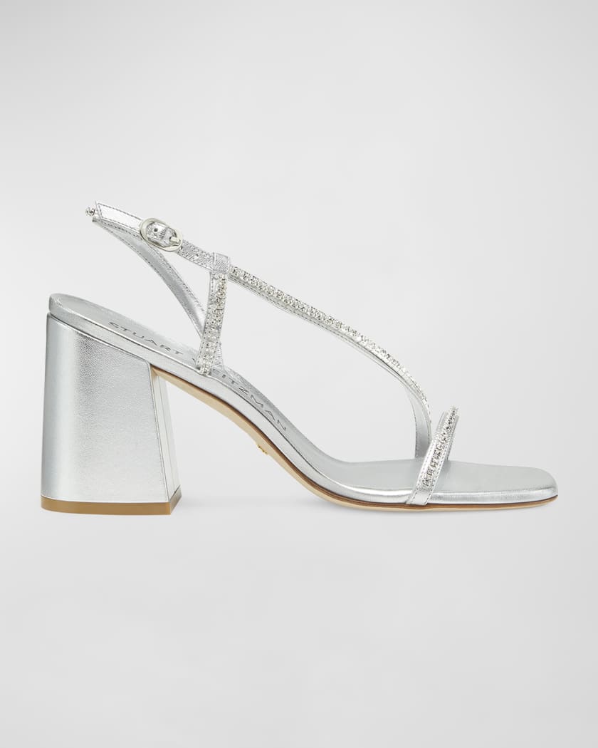 Stuart weitzman simple metallic block heel sandals hot sale