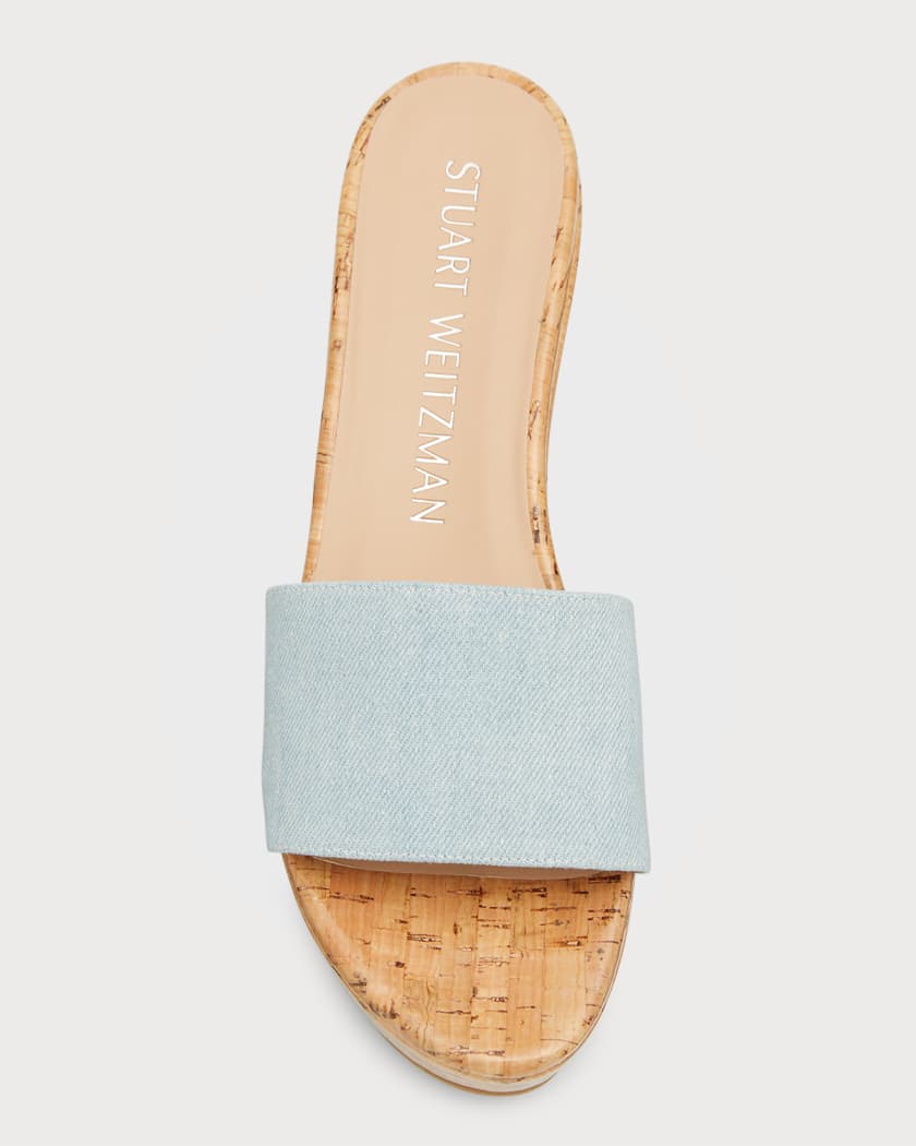 Stuart Weitzman Nudistcurve Denim Wedge Espadrille Sandals