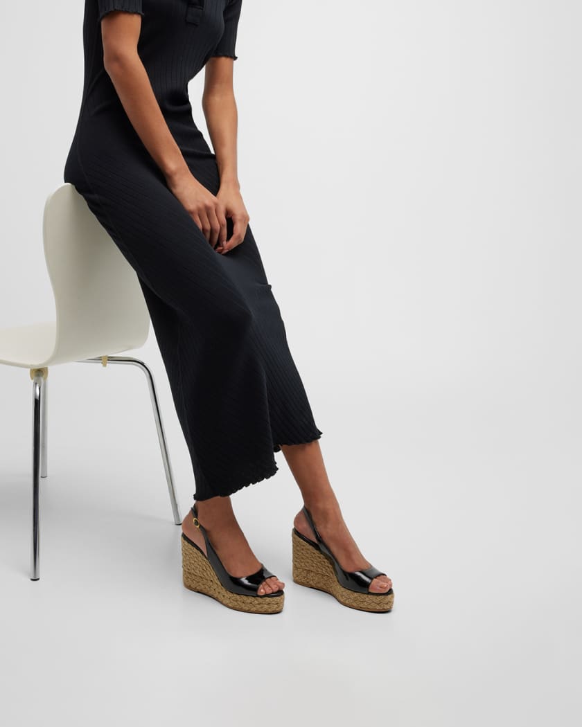 Stuart Weitzman Island Patent Slingback Espadrille Sandals