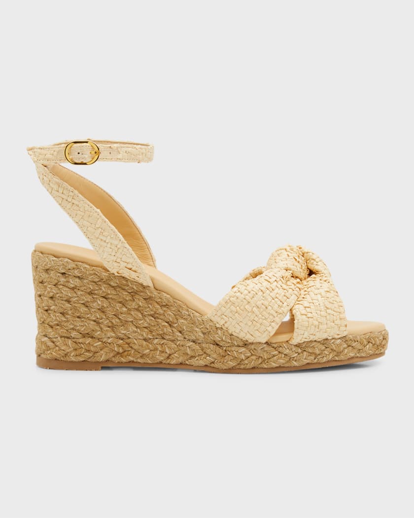 Gucci Ankle Tie Wedge Platform Espadrilles Sandals